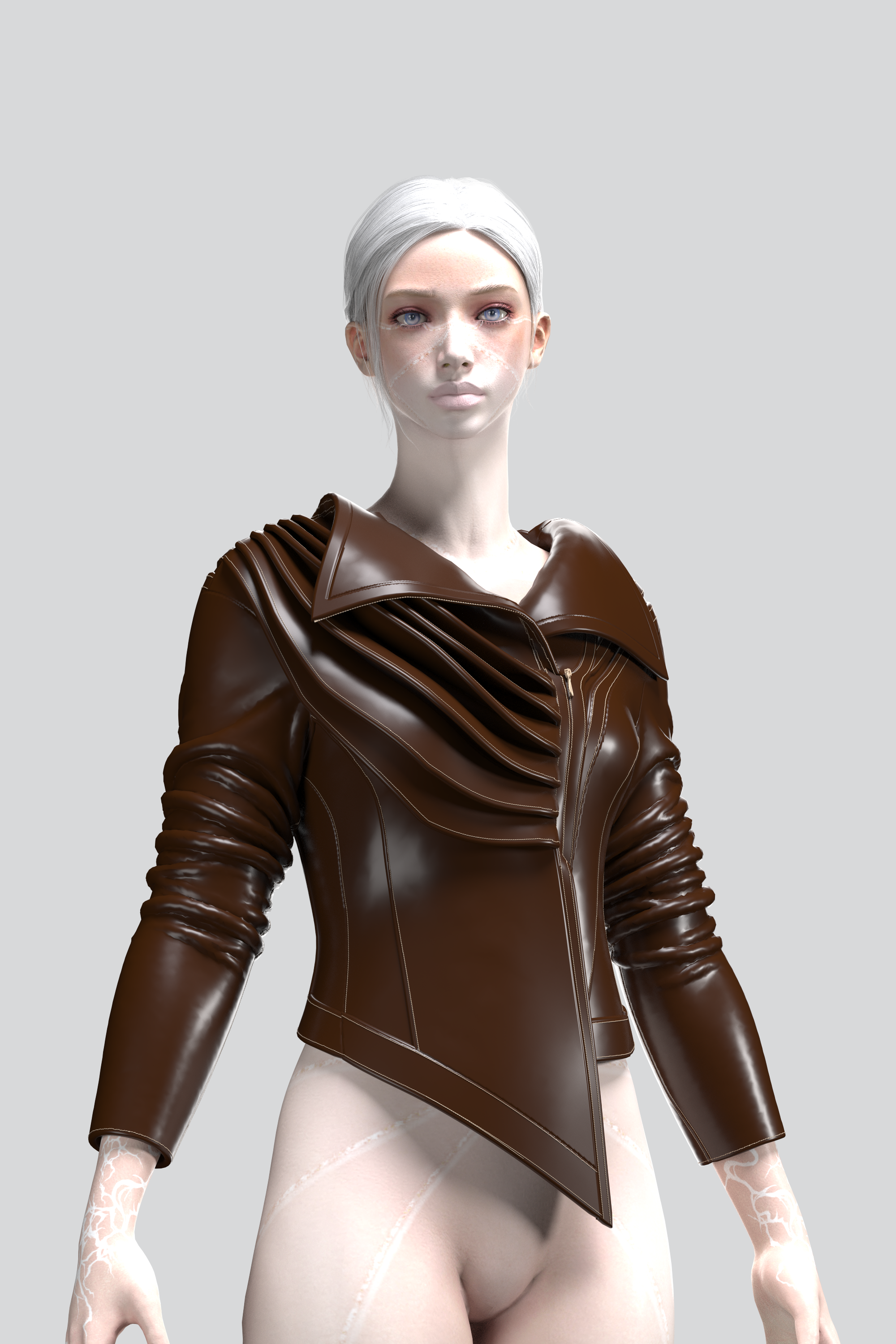 Asymmetric Draped Leather Jacket