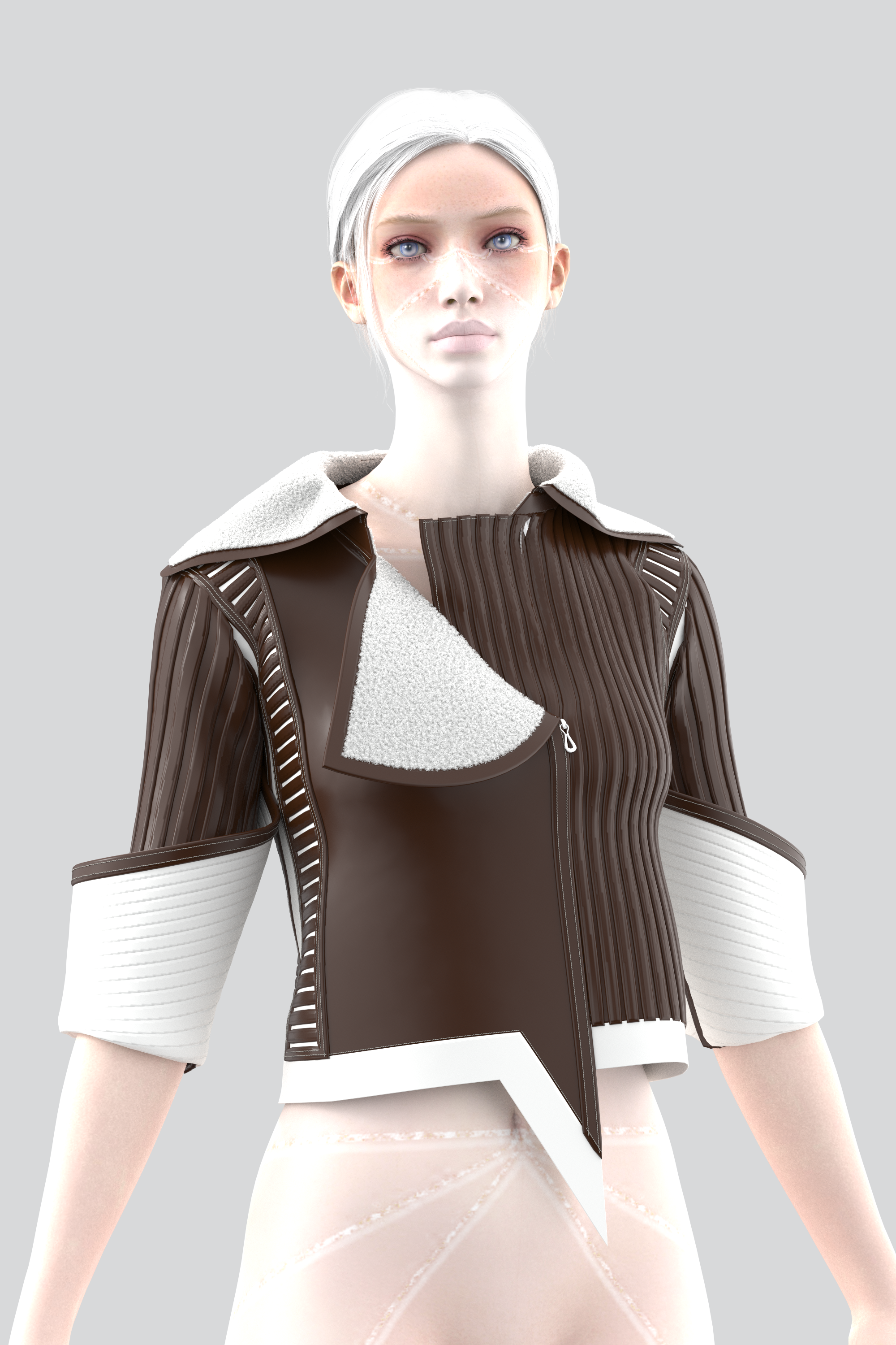 Asymmetric Leather Jacket — Sculpted Collar