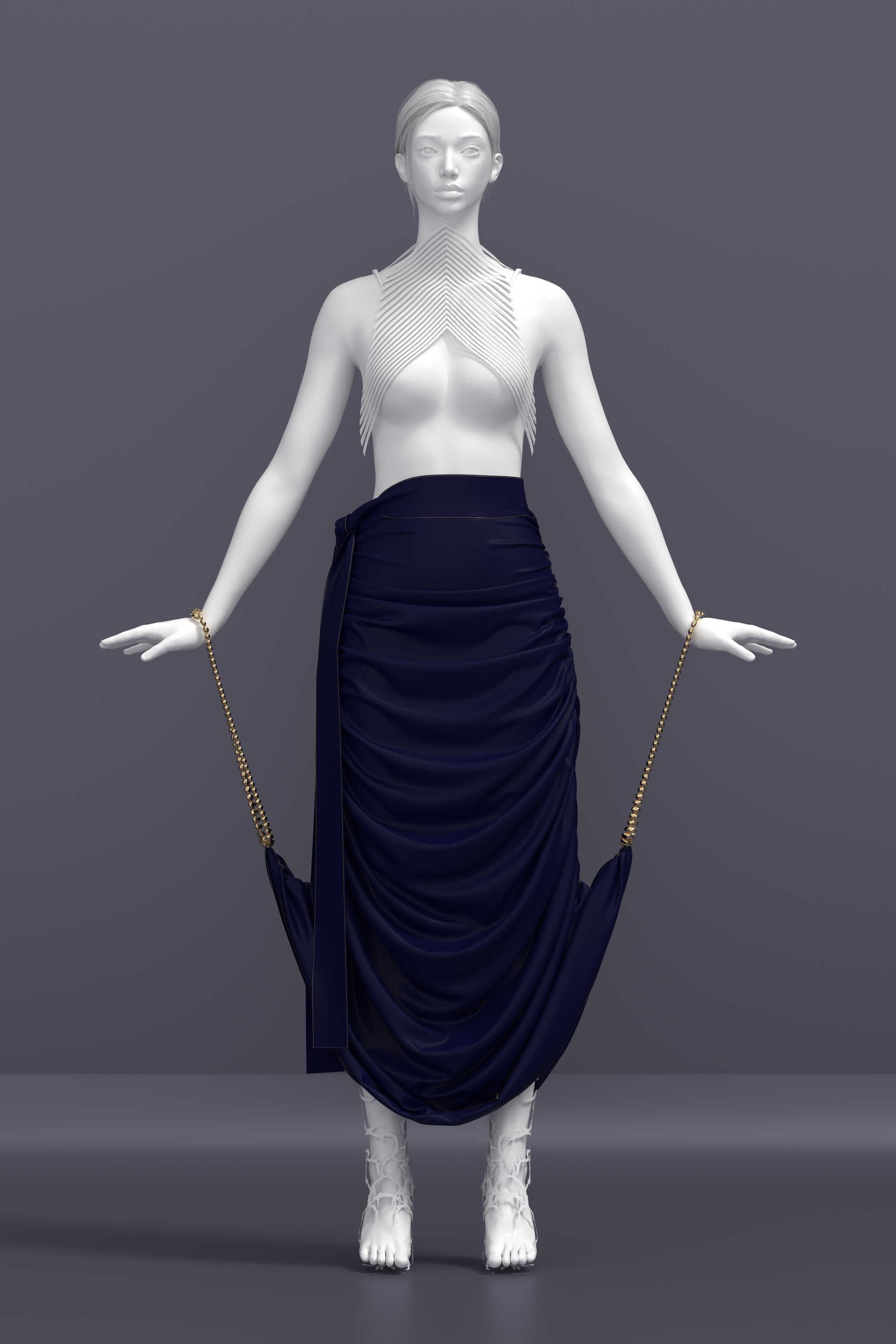 Nocturne Chain Draped Skirt
